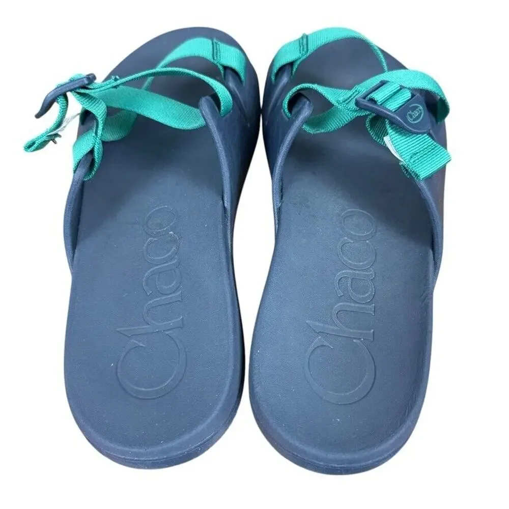 Chaco Chillos Slide Navy Green Mens Sandals Sporty Summer Shoes Flip Flops sz 14